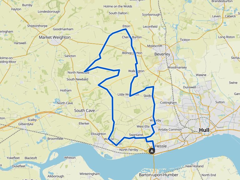 North Ferriby loop of the Yorkshire Wolds AONB rit Komoot